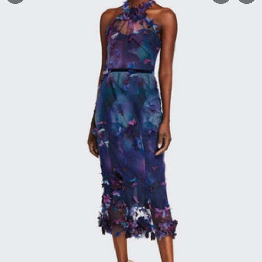 Marchesa Notte 3D floral dress